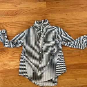 Zara Kids Black and White Striped Button Down Shirt